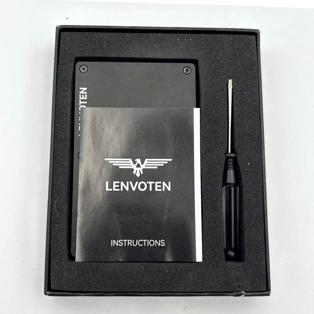 Lenvoten Minimalist Wallet Mens Slim Metal RFID Blocking Black Tactical EDC New
